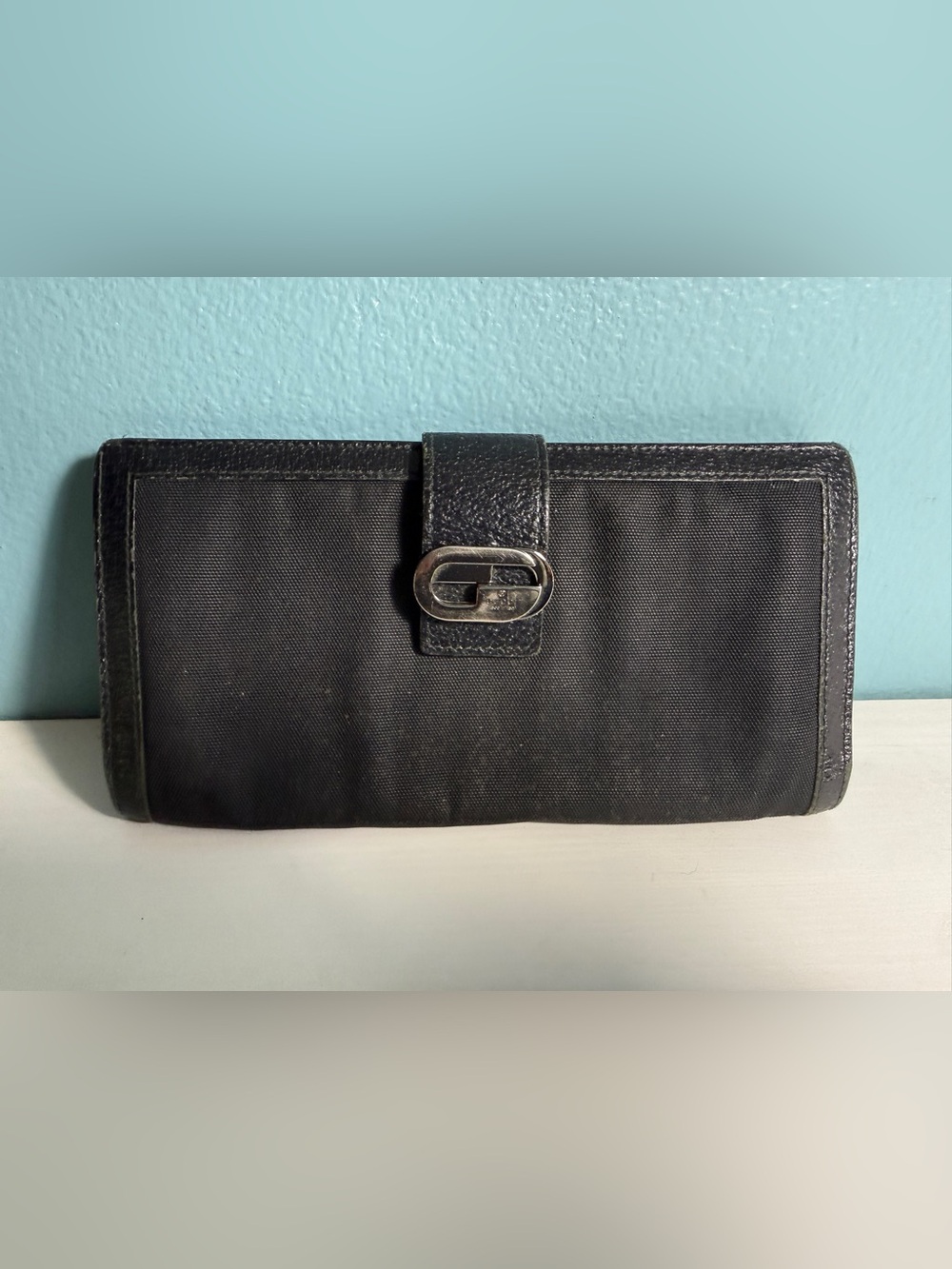Authentic Vintage Gucci Nylon & Leather Continental Long Wallet - Black